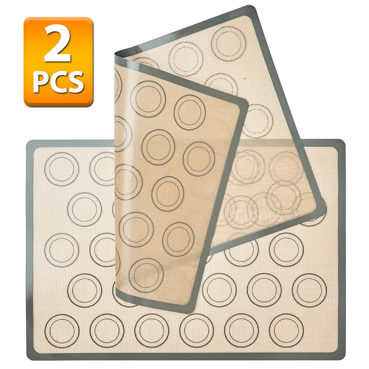 tapis cuisson silicone beige gris orange grands cercles concentriques moderne antiadhésif résistant chaleur environnement