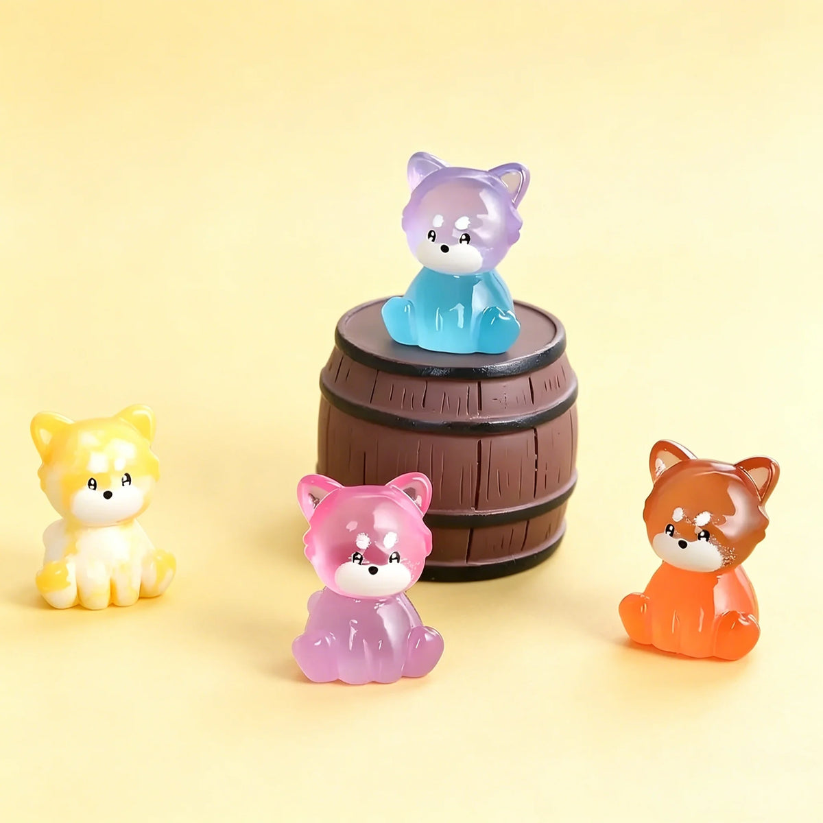 figurines animaux kawaii orange vert bleu rose brillantes nuit decoration plantes pot cartoony