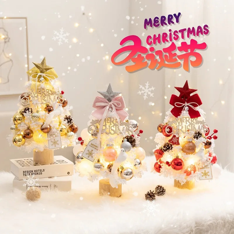 Sapin de Noël olive 60cm avec lumières allumées dans salon