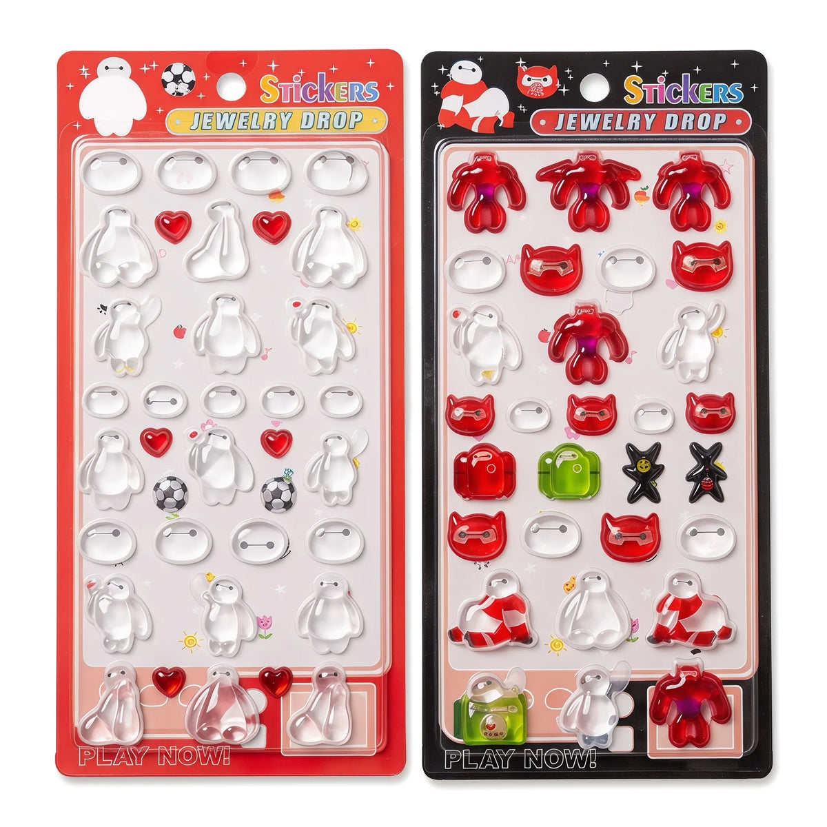 Stickers décoratifs 3D animaux coeurs ballons sacs étoiles croix adhésifs transparents blancs rouges verts