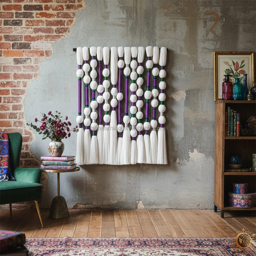 Détail du tissu et de la texture de la boule en macramé