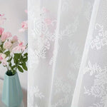 rideau blanc broderie florale transparent classique polyester machine laver 140x100cm