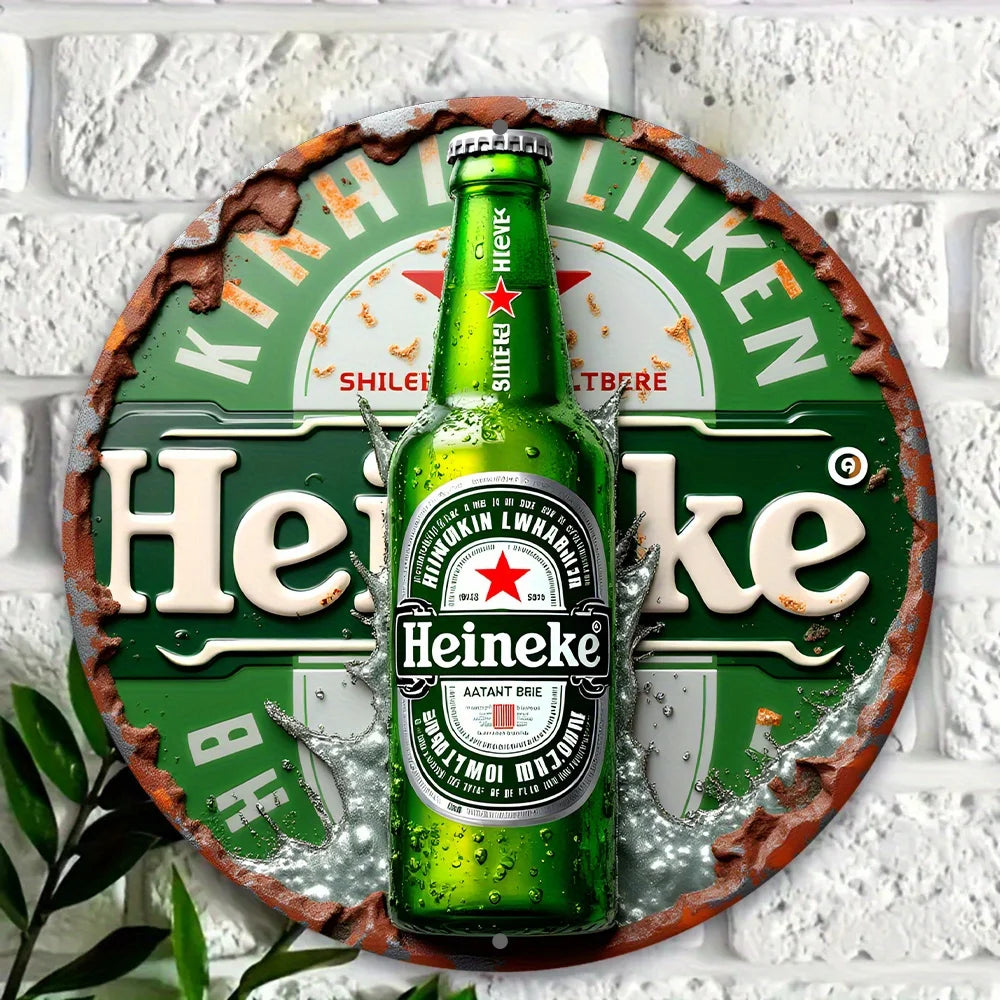 plaque métallique vintage logo heineken blanc vert rouge tekst kinh shilen brie aatant small