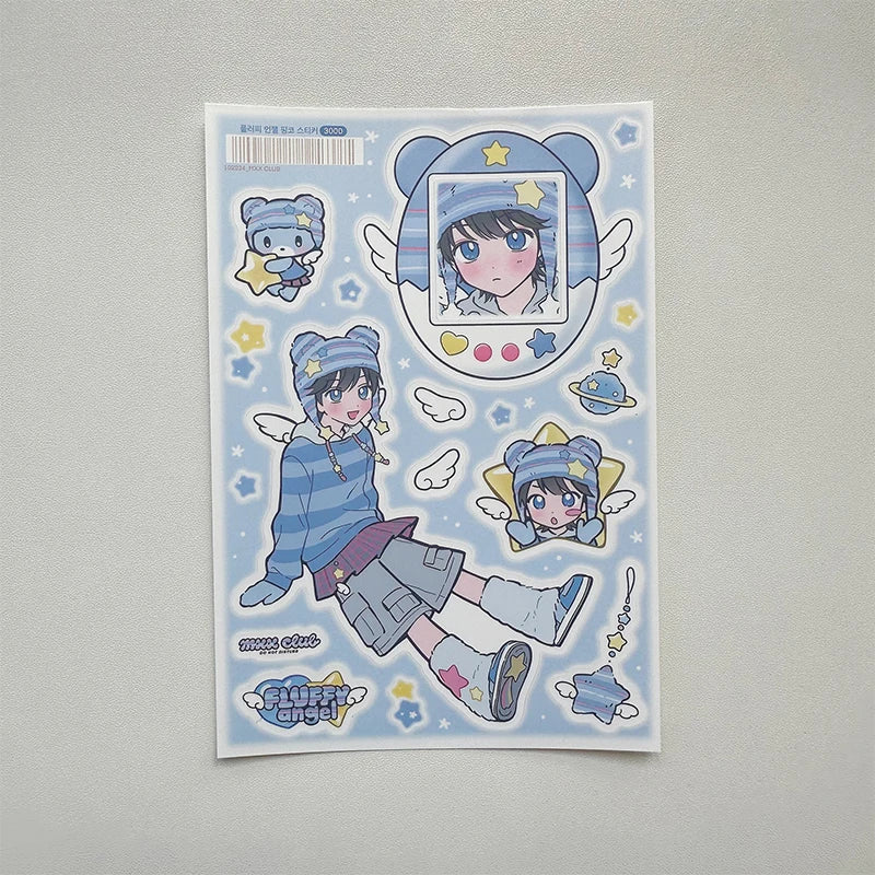 autocollants kawaii personnages dessins animés fruits coeurs notes musicales couleur rose blanc vert bleu