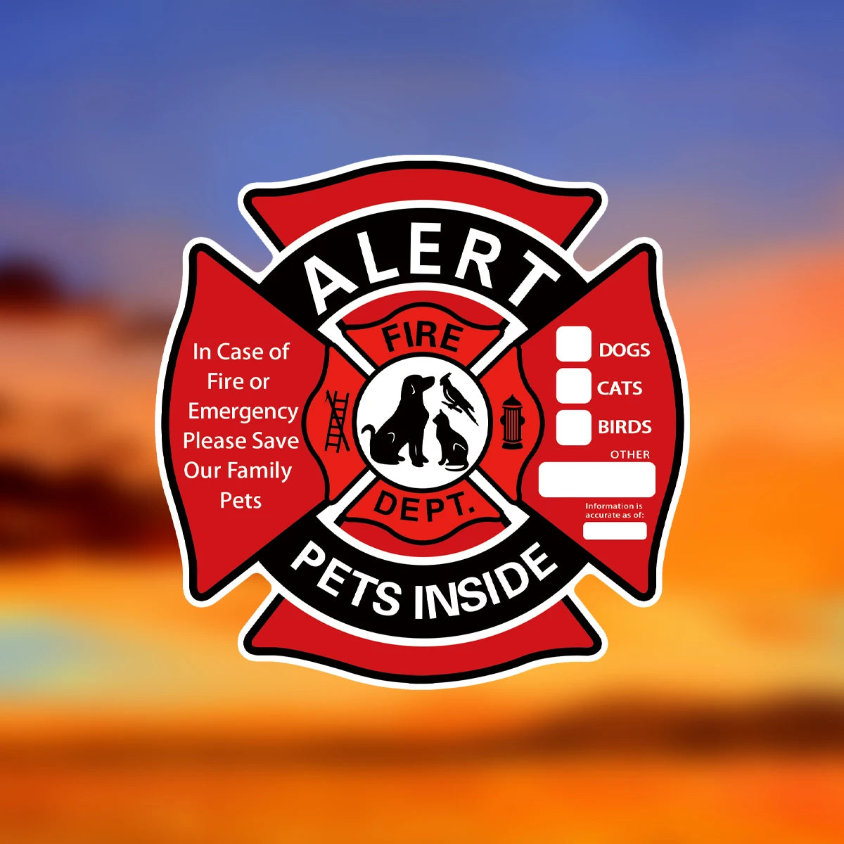 autocollants urgence animaux compagnie chiens chats oiseaux pompe incendie numéro d'urgence graphique informatif stickers