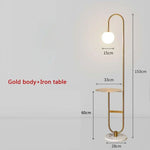 lampe sol moderne plateau marbré or blanc led 6w 10w verre dépoli 153cm haute