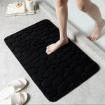 tapis bain microfibre gris beige rose texture cailloux antidérapant rapide absorbant moderne salle bain
