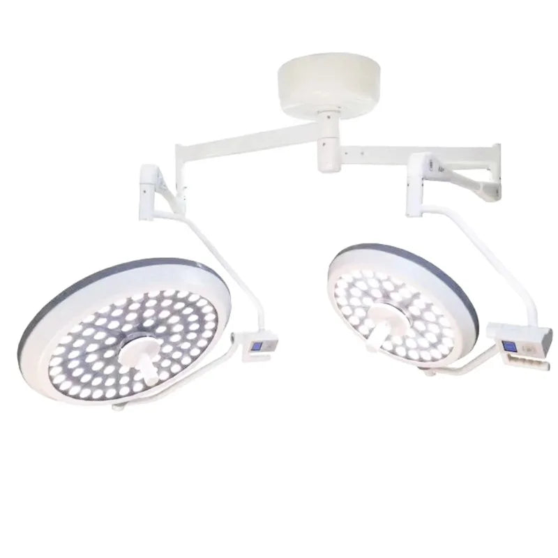 lumière chirurgicale led moderne deux dômes blanc gris éclairage opératoire sans ombre