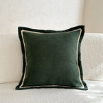 housse coussin décoratif carré couleur marron doré orange texture veloutée bord festonné scandinave minimaliste