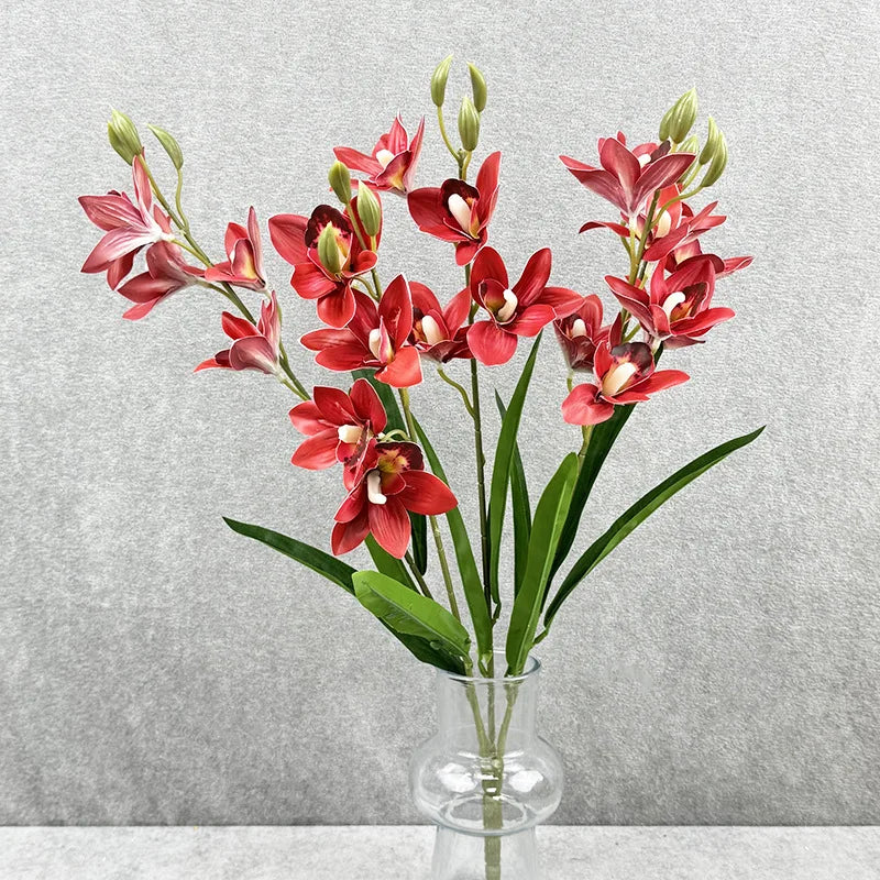 bouquet fleurs artificielles orchidée cymbidium violet rose décoration maison mariage intérieur moderne