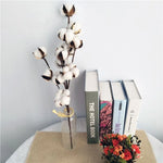 décoration intérieure bouquet coton blanc feuilles vertes tiges brunes naturel rustique mariage anniversaire festivités