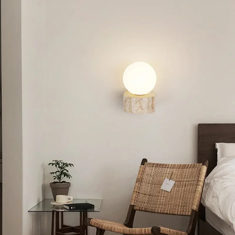 lampe murale moderne verre translucide marbre blanc minimaliste chambre coucher entrée étude