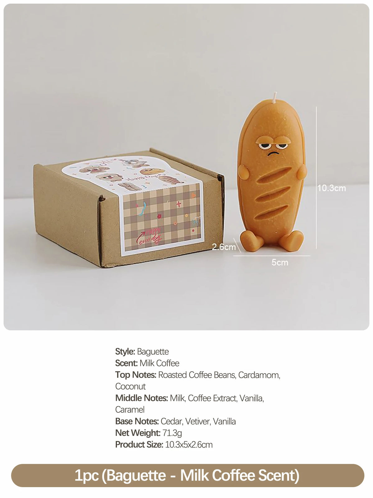 bougies parfumées formes pains aromathérapie cire soja sans fumée cartoon mignon boîte emballage decoration