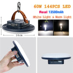 lampe camping rechargeable led bleu marron texture cuir moderne clips indicateur batterie