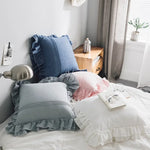 coussins volants coton blanc rose bleu doux moderne lit respectueux environnement