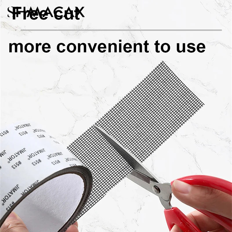 ruban adhésif mailles anti insectes coton polyester pratique gris 5cm large 2m longueur fixations