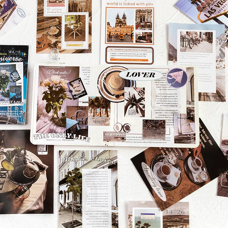 cartes postales vintage paysages urbains nature clips décoratives minimalistes modernes