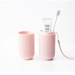 tasse dents réutilisable gris rose vert blanc rayures horizontales moderne minimaliste poignée amovible étui