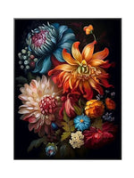 kit broderie point croix motifs floraux roses dahlias sauvages tissu opaque couleur variée