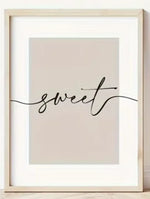 cadre art mural lettres coeur sweet dreams moderne minimaliste beige clair noir blanc