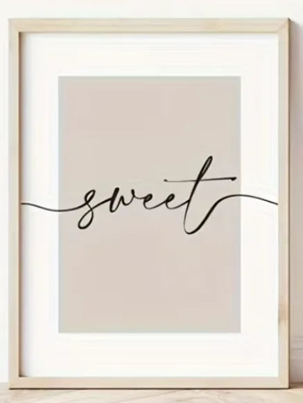 cadre art mural lettres coeur sweet dreams moderne minimaliste beige clair noir blanc