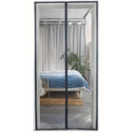 rideau porte magnétique noir maille fine moderne 90x210 cm anti insectes automatique