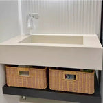 panier rangement rotin marron clair rustique salle bain salon