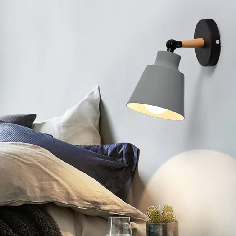 lampe murale moderne led bois métal blanc gris rose vert chambre salon étude entree
