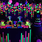 décoration fête étoiles rondes géométriques papier néon couleur bannières happy birthday anniversaire mariage fluorescent