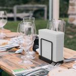 serviettes table blancs rayures fines moderne support métal noir 70 pièces