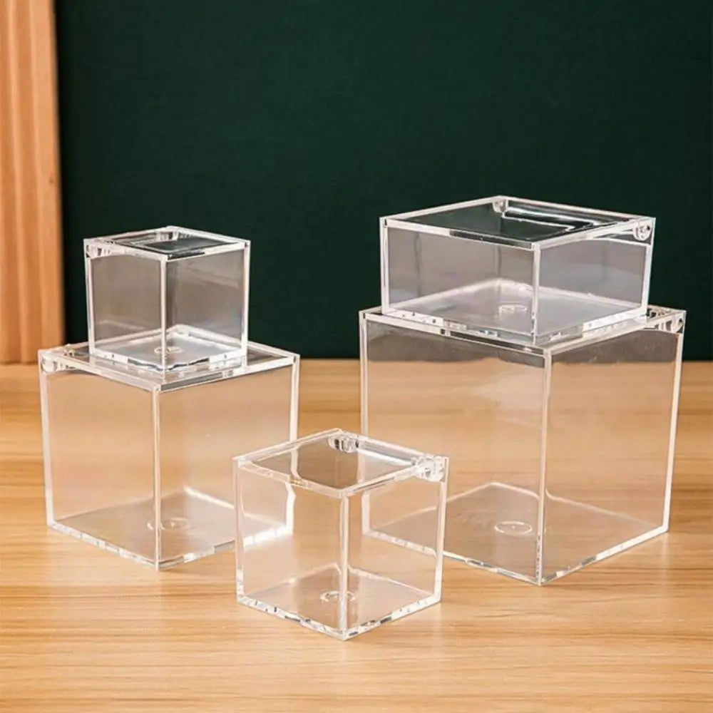 boîte carrée transparente moderne boîte empilable plastique acrylique rangement cosmétique minimaliste