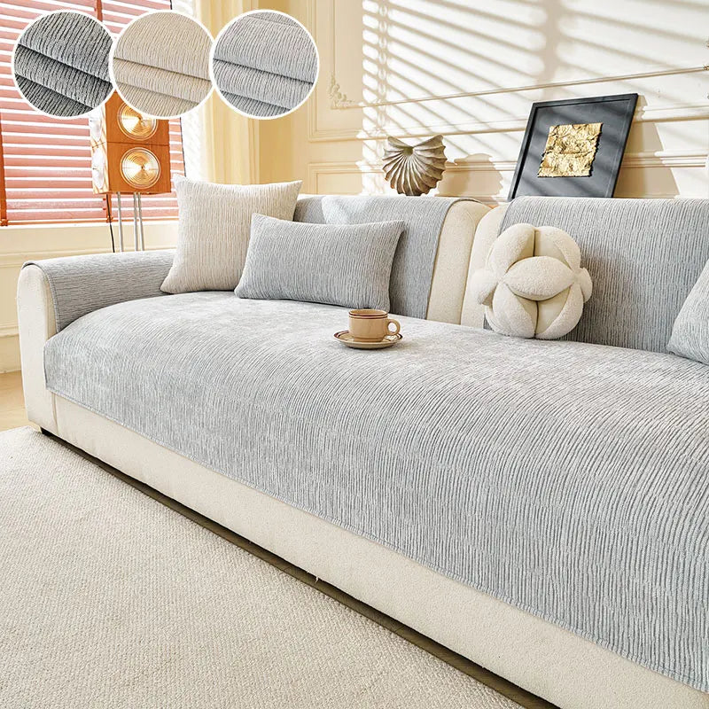 housse canapé gris clair moderne rayures horizontales polyestère antidérapante protection 45x45cm 90x160cm 90x180cm