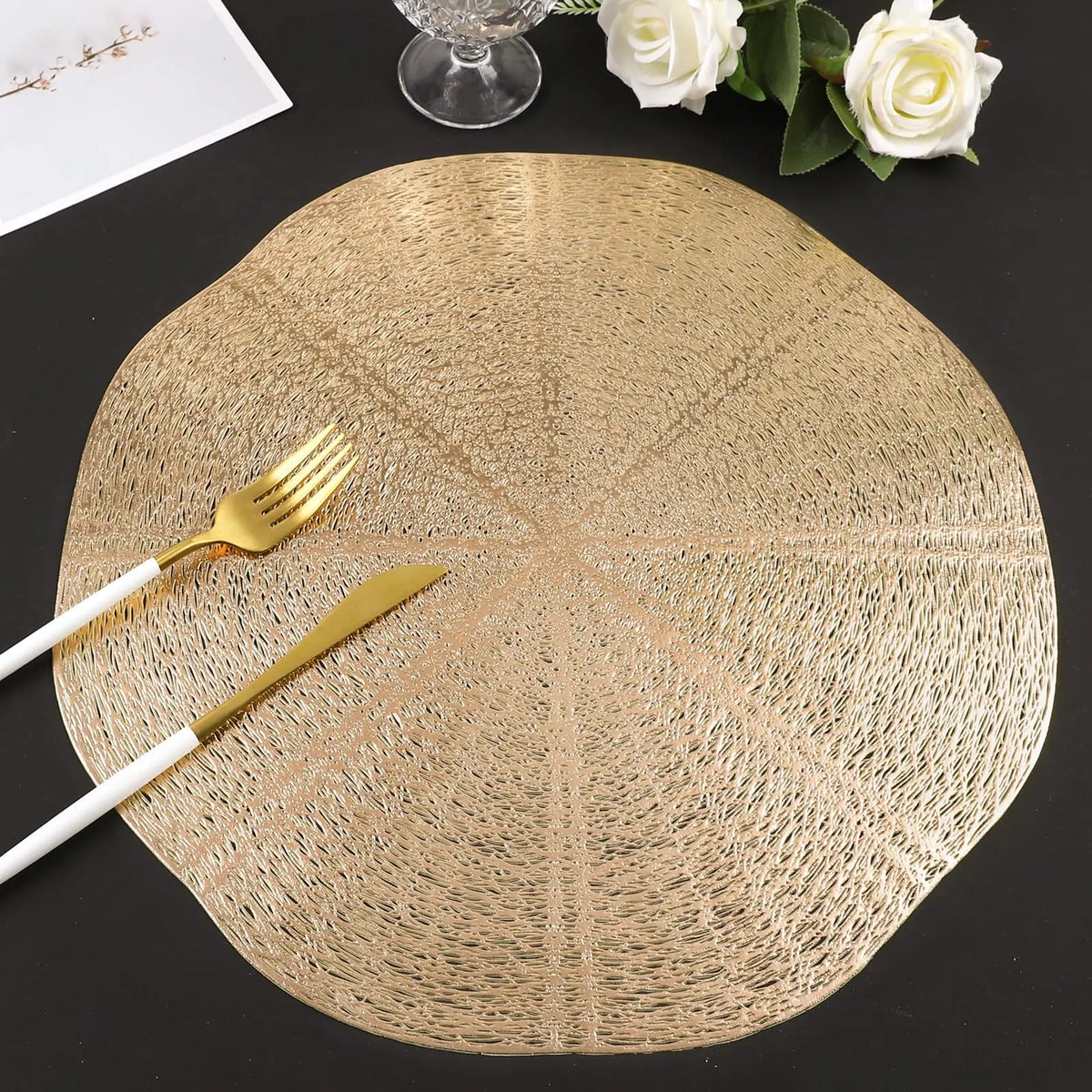tapis table moderne rond doré vinyle respectueux environnement 4pcs 6pcs élégant strié