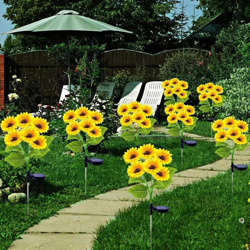 décoration extérieure tournesols artificiels jaune vert moderne clips solaires jardin patios