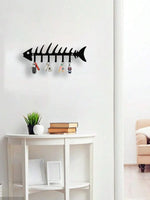 porte clés mural noir forme squelette poisson moderne décoration intérieure fixations invisibles
