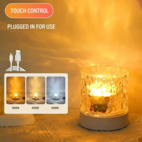 lampe chevet blanc moderne télécommande texture glace veilleuse ambiance chambre coucher