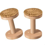 boucles rideau tissage rotin beige moderne fixations vis bouchons blancs dorées