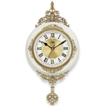 horloge murale baroque quartz aiguilles 30cm blanc doré salon unique