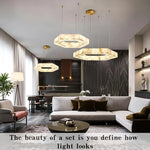 luminaire suspension moderne marbre beige géométrique salon salle manger décoration intérieur luxe