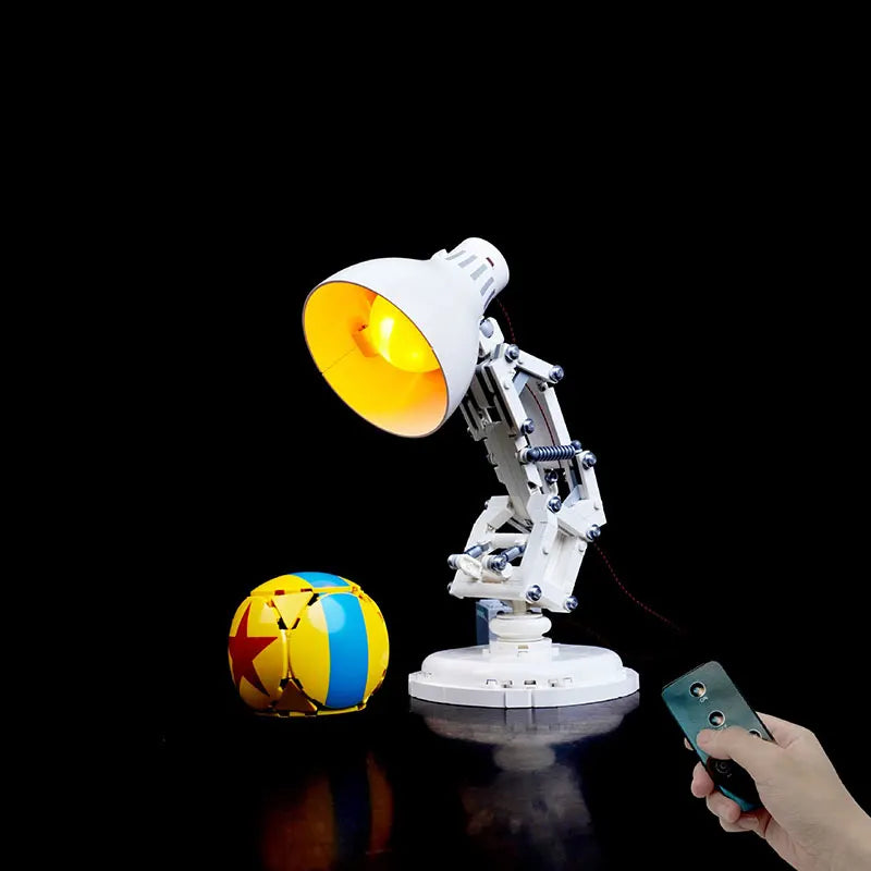 lampe led moderne kit bricolage blanc jaune base rotative sans blocs lego echangement fil