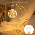 lampe table or lune cœur étoile transparentes LED bohème chambre