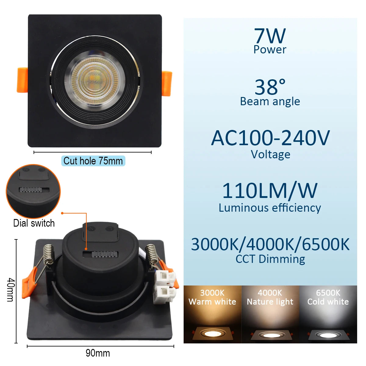 spots led ajustables blanc noir modernes lumiere salon cuisine minimaliste clips amovibles