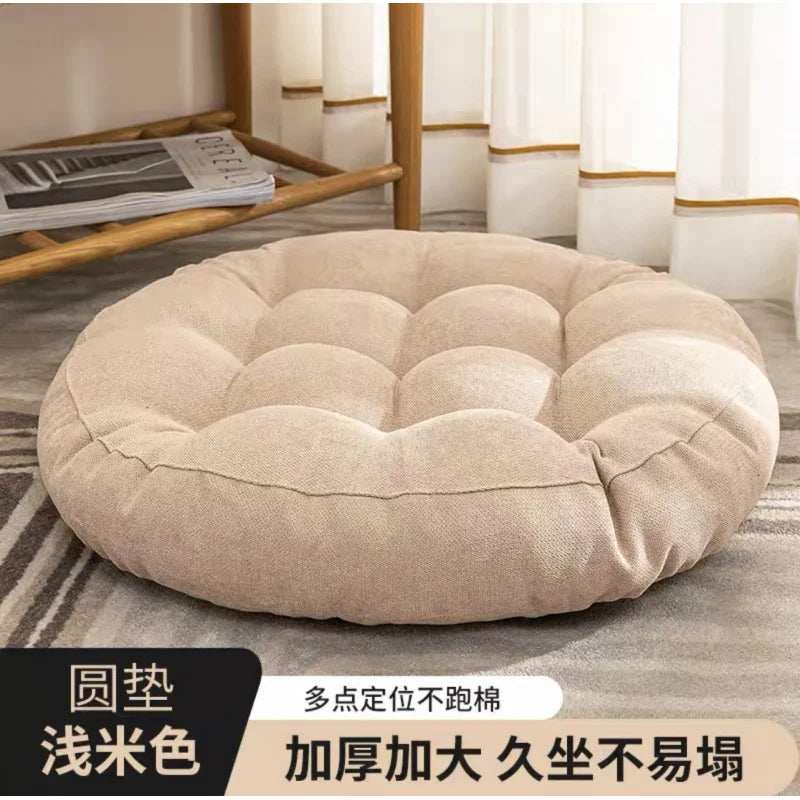 Coussin de sol en lin beige pour salon