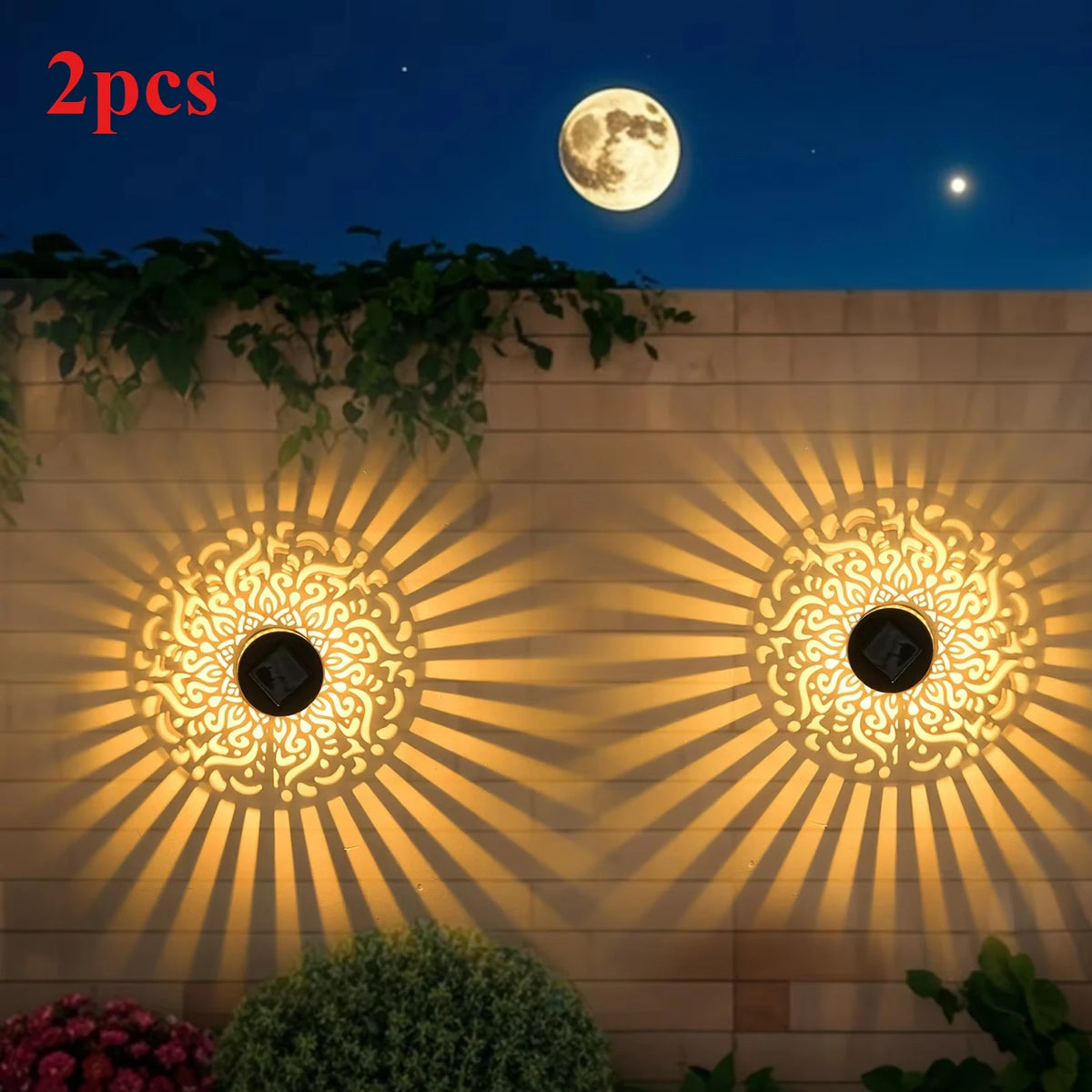 lampe solaire projection mandala motifs floraux extérieure jardin contemporaine led autoinstallation multifonctionnelle