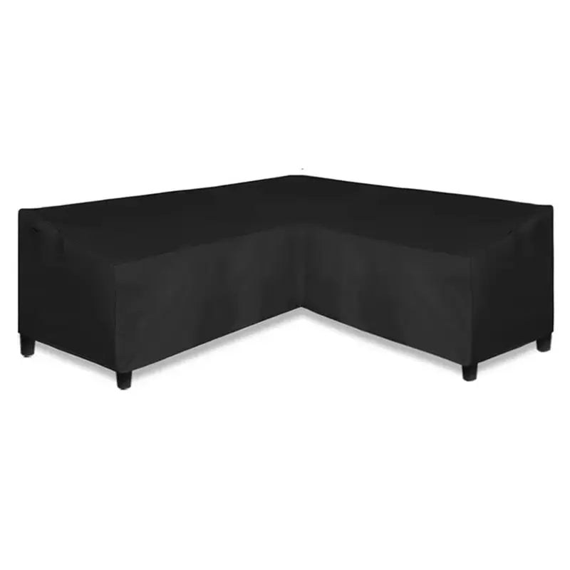 housse canapé d'angle noir soie imperméable moderne cordons serrage poches latéralesextérieur coussins