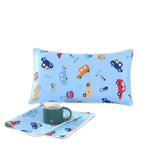 taie d'oreiller bébé 100% coton motif voitures bleu soft enfant ans quatre saisons protection