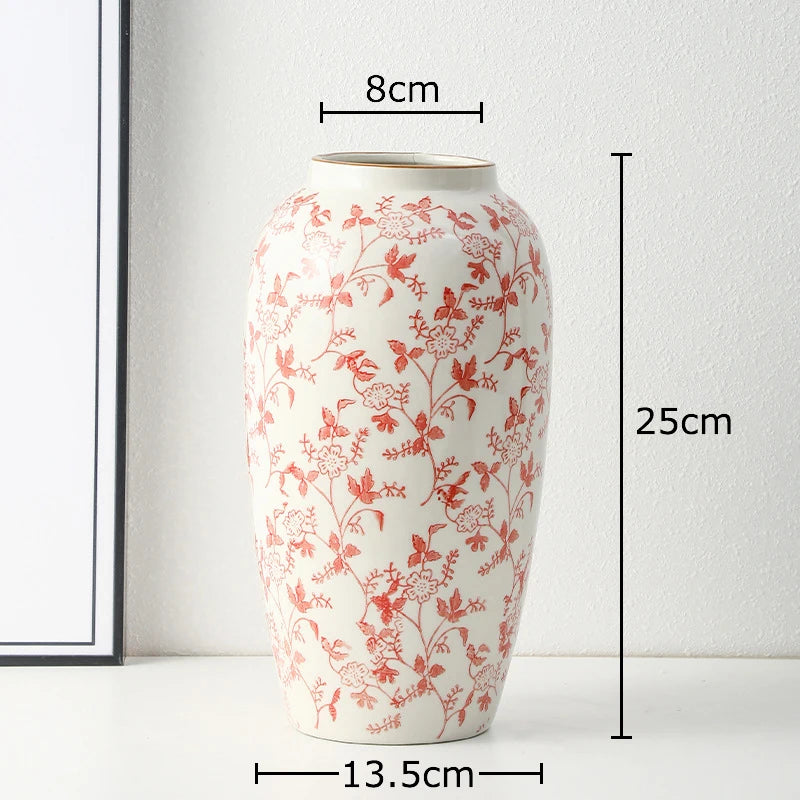 vase classique porcelaine fleurs blanc rouge bleu vert marron decoration table floral