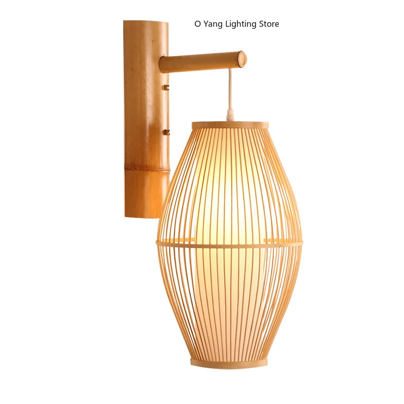 Détail tressage bambou lampe