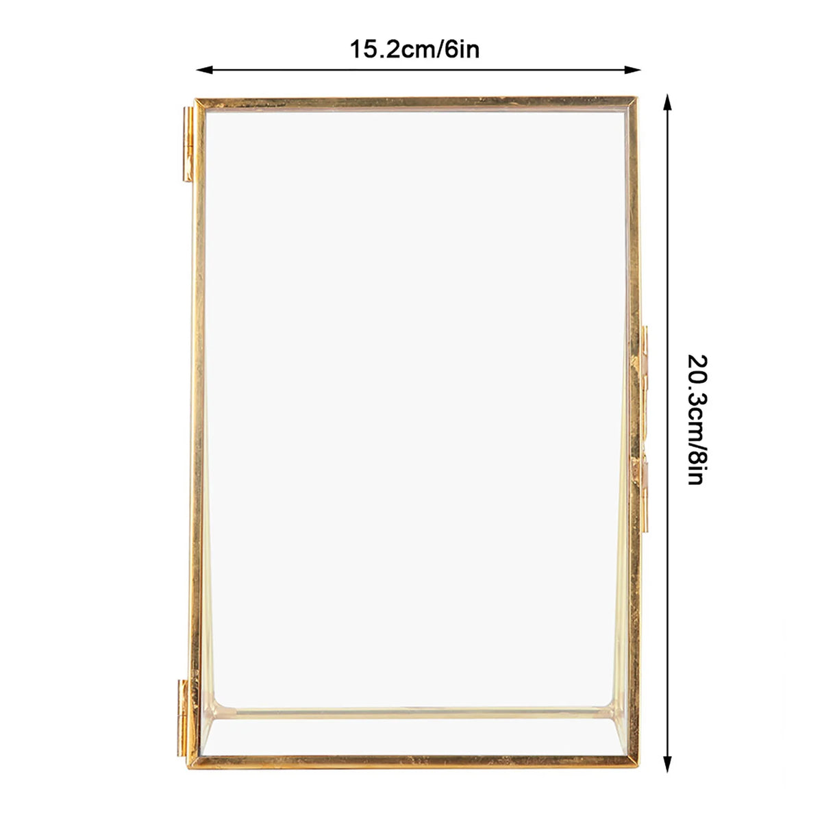 cadre photo or minimaliste verre transparent geometrique ouverture deux parties pieds