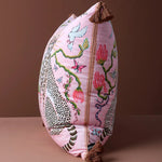 coussin carré moderne léopard oiseaux rose adhésif tassel salon décoration maison 45cm 50cm 60cm